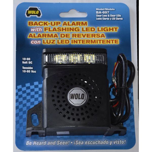 Wolo Back-Up Alarm, w/Single Flash, 1W, 97dB BA-697